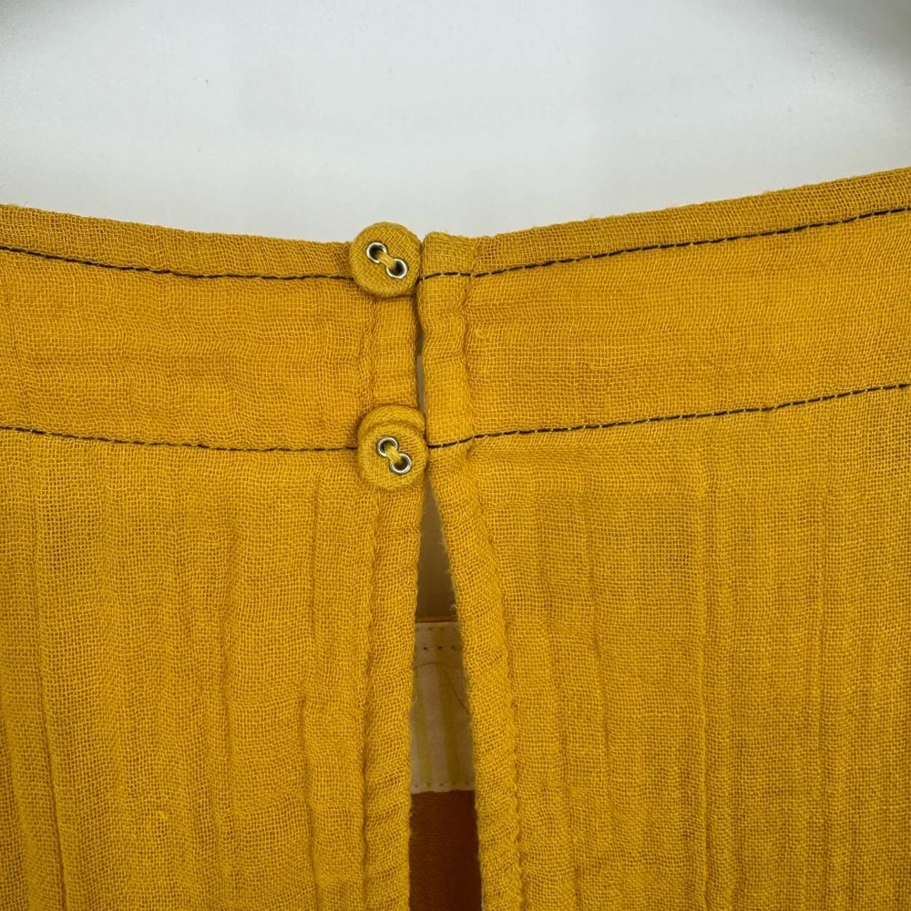 Free People Mustard Yellow Oversized Gauze Cotton Boho Tunic Top Medium‎
